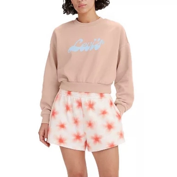 Women's Levi's® Cropped Graphic
Logo Sweatshirt, Script Peach Puree new - Picture 1 of 6